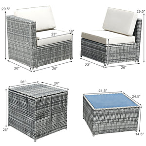 Including 6 sofas  1 storage box  1 coffee table  6 seat cushions and 6 back cushions <br>Sturdy iron frame and premium rattan for better durability <br>Large load-bearing capacity-- 360 lbs for each sofa and 110 lbs for coffee table <br>A storage box as 