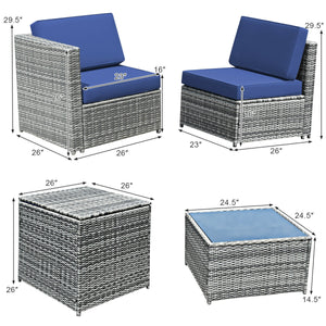 Including 6 sofas  1 storage box  1 coffee table  6 seat cushions and 6 back cushions <br>Sturdy iron frame and premium rattan for better durability <br>Large load-bearing capacity-- 360 lbs for each sofa and 110 lbs for coffee table <br>A storage box as 
