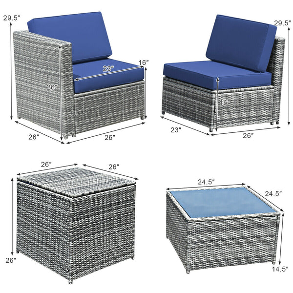 Including 6 sofas  1 storage box  1 coffee table  6 seat cushions and 6 back cushions <br>Sturdy iron frame and premium rattan for better durability <br>Large load-bearing capacity-- 360 lbs for each sofa and 110 lbs for coffee table <br>A storage box as 