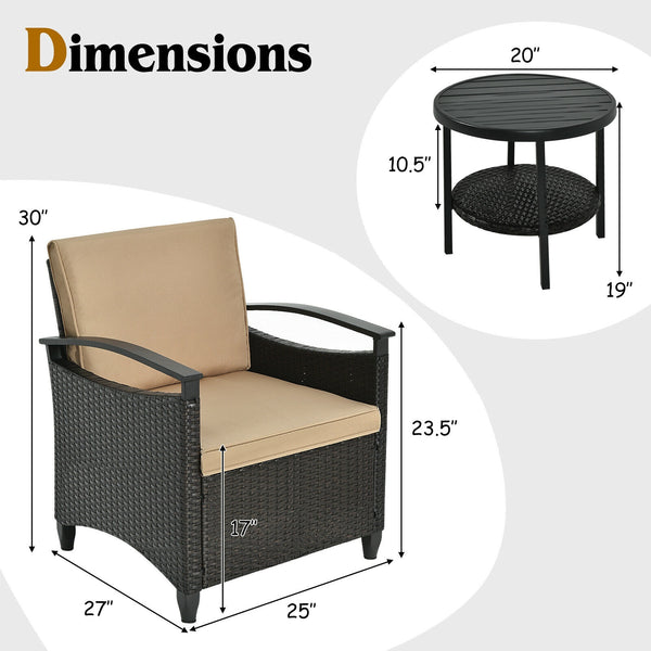 It is made of high-quality rattan material and a heavy-duty steel frame  which is solid and durable for outdoor use.  Anti-skid mats at the bottom ensure the overall stability and protect the floor. And the rust-resistant tabletop is easy to clean and the