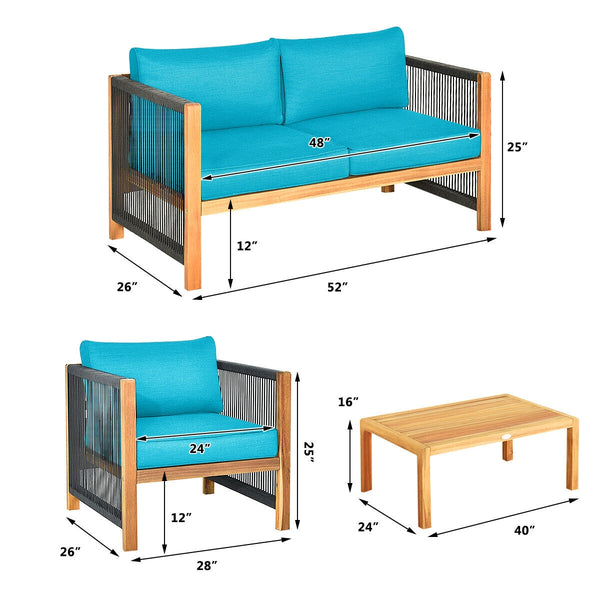 Solid and hard wooden frame enhances sturdiness of the set. <br>Rearrangeable in various configurations to meet your varying needs <br>Thick and soft cushions provide an excellent comfort. <br>Elegant and tight nylon rope decorated armrest. <br>Zipper int