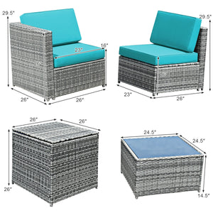 Including 6 sofas  1 storage box  1 coffee table  6 seat cushions and 6 back cushions <br>Sturdy iron frame and premium rattan for better durability <br>Large load-bearing capacity-- 360 lbs for each sofa and 110 lbs for coffee table <br>A storage box as 