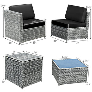 Including 6 sofas  1 storage box  1 coffee table  6 seat cushions and 6 back cushions <br>Sturdy iron frame and premium rattan for better durability <br>Large load-bearing capacity-- 360 lbs for each sofa and 110 lbs for coffee table <br>A storage box as 