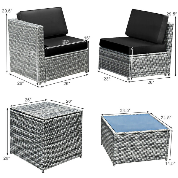 Including 6 sofas  1 storage box  1 coffee table  6 seat cushions and 6 back cushions <br>Sturdy iron frame and premium rattan for better durability <br>Large load-bearing capacity-- 360 lbs for each sofa and 110 lbs for coffee table <br>A storage box as 