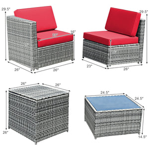 Including 6 sofas  1 storage box  1 coffee table  6 seat cushions and 6 back cushions <br>Sturdy iron frame and premium rattan for better durability <br>Large load-bearing capacity-- 360 lbs for each sofa and 110 lbs for coffee table <br>A storage box as 