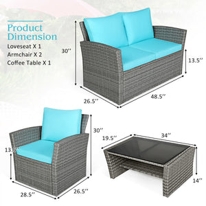 Includes 2 armchairs  1 loveseat and 1 coffee table for versatile use<br>Sturdy power coated steel frame provides strong durability and stability<br>Thick tempered glass tabletop to hold your drinks  meals and more<br>Coffee table with a spacious shelf pr
