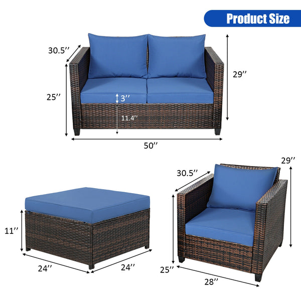 Durable and weather-resistant material can be used for a long time<br>Sturdy frame ensures strong stability and large bearing capacity<br>Removable cushion cover with zipper makes it convenient to clean<br>Soft sponge cushions and pillows provide more com