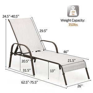 Don't leave the lounge chairs outside in raining days for prolonging its' using life <br>Made of Sun-proof and breathable fabric for long-lasting use <br>Powder coated steel frame provides sturdy support <br>Thick legs and anti-slip pads provide extra sta