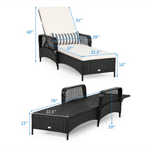 6-Gear adjustable backrest meets various sitting needs<br>Thick padded cushion and lumbar pillow for a comfortable experience<br>Weather-resistant PE wicker rattan chairs for indoor and outdoor use<br>Non-slip and anti-scratch foot pads ensure safe using 