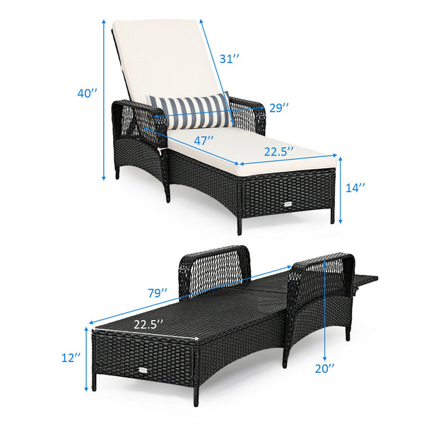6-Gear adjustable backrest meets various sitting needs<br>Thick padded cushion and lumbar pillow for a comfortable experience<br>Weather-resistant PE wicker rattan chairs for indoor and outdoor use<br>Non-slip and anti-scratch foot pads ensure safe using 
