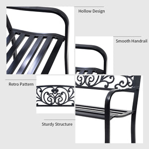 This bench can put in park  backyard  garden  deck  patio  etc.  providing you space to have a rest. Â  Made of steel  the bench has sturdy and durable construction. It features a mesh style on the backrest. The bench is simple yet elegant  can be a good 