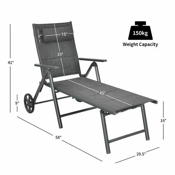 This cotton-padded patio chaise lounge chair is really utility and functional in your daily life. Â  With our lounge chair  you can do multiple outdoor activities  like fishing  sunbathing or taking a nap. The adjustable backrest helps you find out the mo