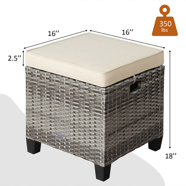 Â Can be used as additional seats with comfortable seat cushions<br>Â Ropes for keeping seat cushions with ottomans tightly<br>Â Serves as footstools for combining with other outdoor furniture<br>Â Waterproof and removable cushion covers for easy maintena