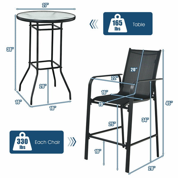 High quality tempered glass tabletop is studier and safer to use Water-wave surface adds a touch of elegance to your outdoors Breathable fabric for cool sitting experience even in the hot summer Brings ultimate comfort with comfortable armrests and footre