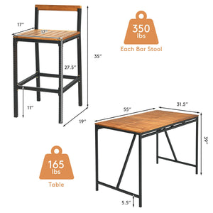 This outdoor high-dining set with 6 comfortable bar stools will be the perfect area for inviting your friends and family to enjoy the delicious foods together. Â  On the center of the tabletop  there is a 1.9" umbrella hole for putting your patio umbrella