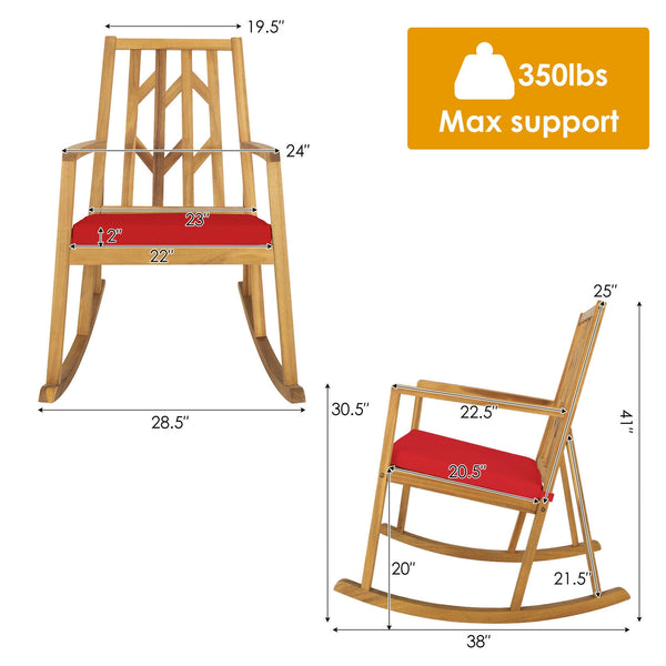 It will be a great experience to relax on a patio rocker with gentle rocking and cozy breeze. Â  And this patio rocking chair will be your perfect choice. The rocking chair is designed with a scientific sturdy base  and your body will be always within the
