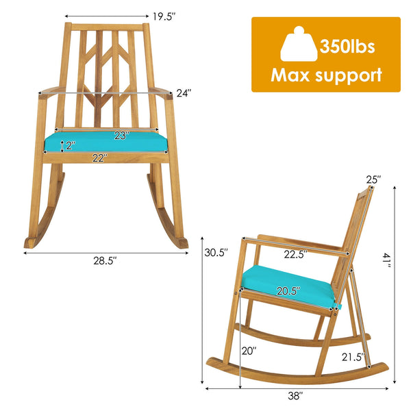 It will be a great experience to relax on a patio rocker with gentle rocking and cozy breeze. Â  And this patio rocking chair will be your perfect choice. The rocking chair is designed with a scientific sturdy base  and your body will be always within the