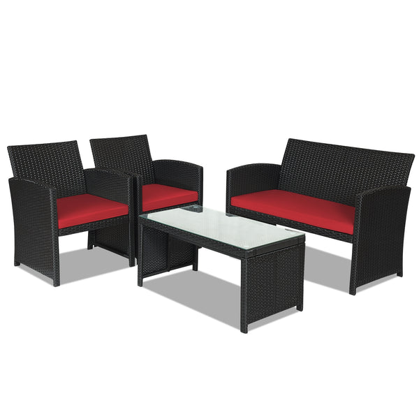 Comes with foot pads to protect the floor and add stability to the set<br>High-quality rattan and steel materials are used to ensure a long lifespan<br>PE rattan is waterproof and corrosion resistant<br>Suitable for balcony  rooftop  backyard  poolside  a