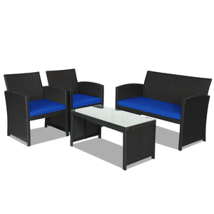 Comes with foot pads to protect the floor and add stability to the set<br>High-quality rattan and steel materials are used to ensure a long lifespan<br>PE rattan is waterproof and corrosion resistant<br>Suitable for balcony  rooftop  backyard  poolside  a