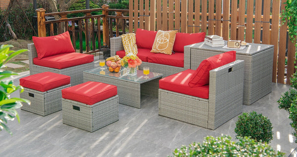 The full set comes in 4 separate packages  which might not arrive on the same day<br>8-piece seat for more creative combinations<br>Fetch different belongings with ease because of the practical coffee table<br>Sturdier and safer to use with high quality t