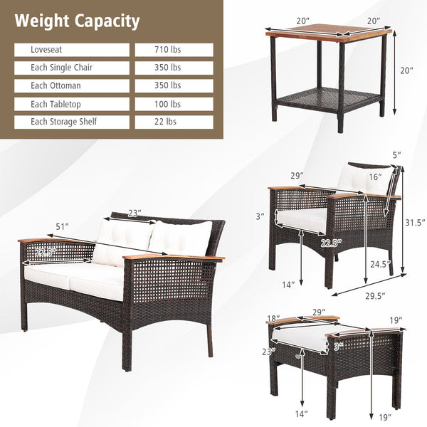 Ship and arrive in 3 boxes  delivery time may vary per box <br>All screws are well packed in the first box <br>Weather-resistant mix brown PE rattan for outdoor durability <br>Ensure strong stability with a sturdy steel frame and solid acacia wood <br>The