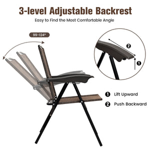 These 4 folding chairs are a good choice for relaxation  rest and entertainment. Â  These folding chairs with rugged frame is rust-proof  which can withstand the toughest weather conditions. Besides  it is with breathable stretch fabric  well ventilated a