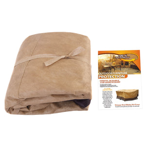 This outdoor oval/rect table cover whose material is high quality non-woven fabric.  Â  It provides protection for your outdoor furniture from most bad weather and dirt. Moreover  the material is aging resistance  it will not fade and tear easily  providi