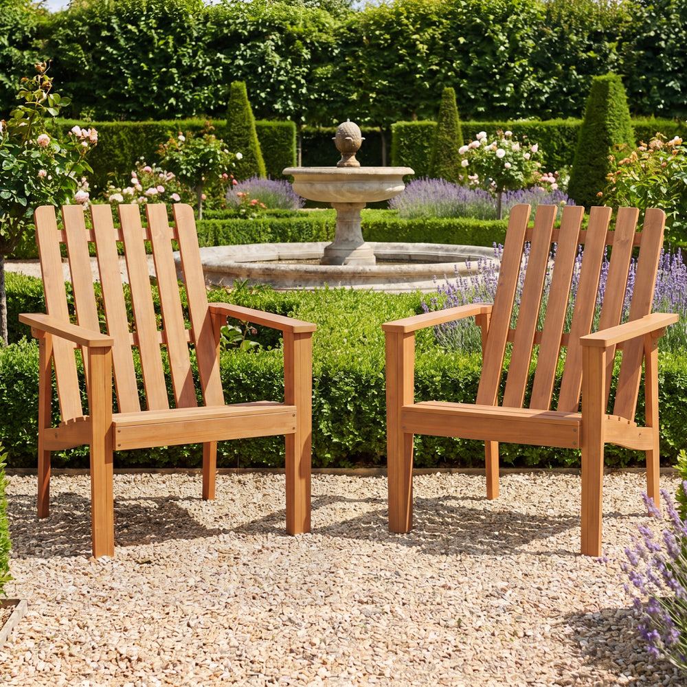 Built for dependable outdoor use with solid acacia wood<br>Strong construction holds up to 400 lbs with stability<br>Curved seat for comfort during longer outdoor lounging<br>Angled backrest eases sitting with better body support<br>Wide armrests for adde