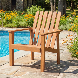 Built for dependable outdoor use with solid acacia wood<br>Strong construction holds up to 400 lbs with stability<br>Curved seat for comfort during longer outdoor lounging<br>Angled backrest eases sitting with better body support<br>Wide armrests for adde