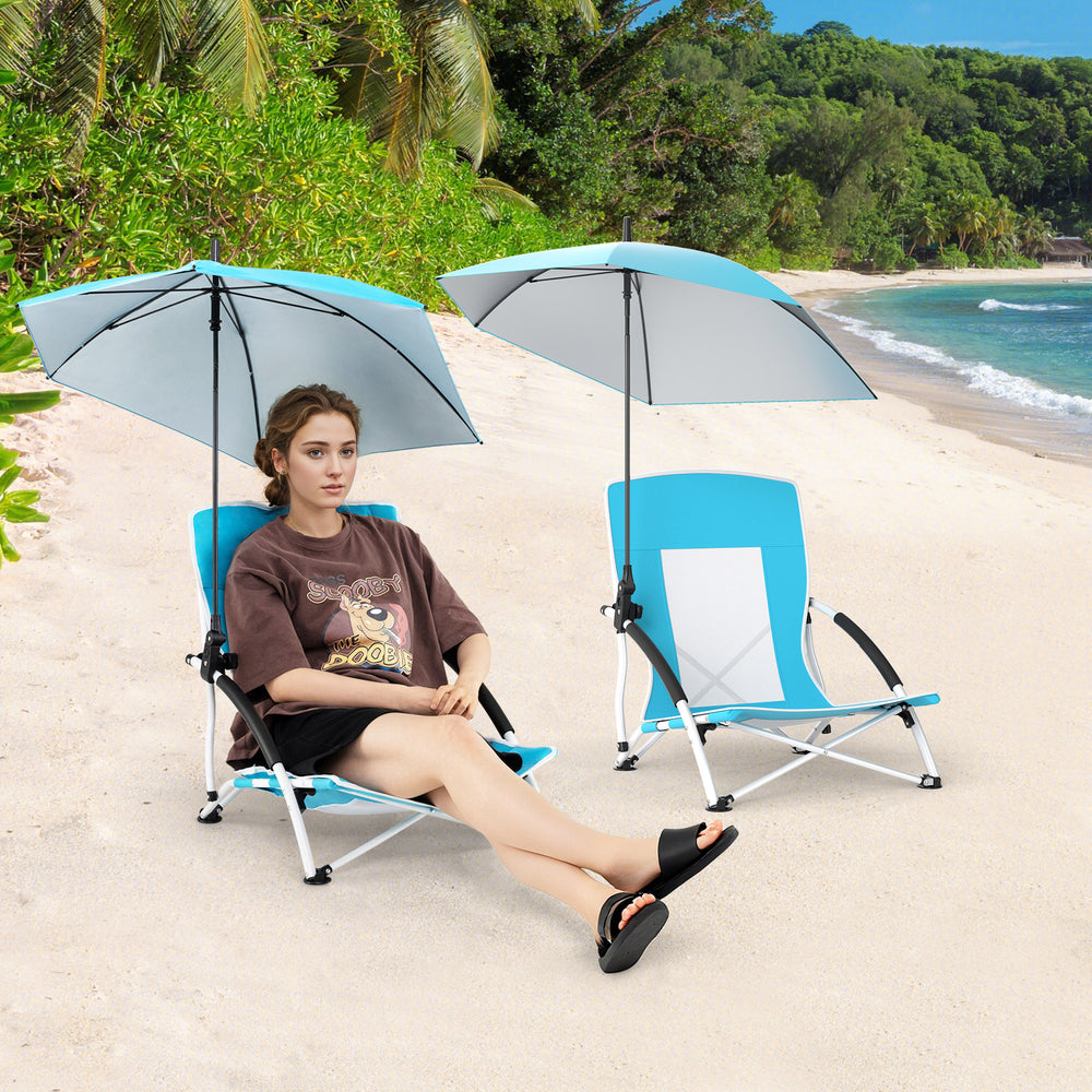 Silver-coated polyester fabric provides UPF50+ sun protection<br>Flex shaft on the pole allows for 360Â° adjustable tilt<br>Adjustable parasol features 360Â° rotation through the press button<br>Cross-shaped metal support frame offers strong stability<br>