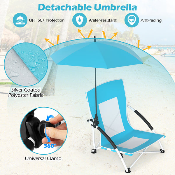 Silver-coated polyester fabric provides UPF50+ sun protection<br>Flex shaft on the pole allows for 360Â° adjustable tilt<br>Adjustable parasol features 360Â° rotation through the press button<br>Cross-shaped metal support frame offers strong stability<br>