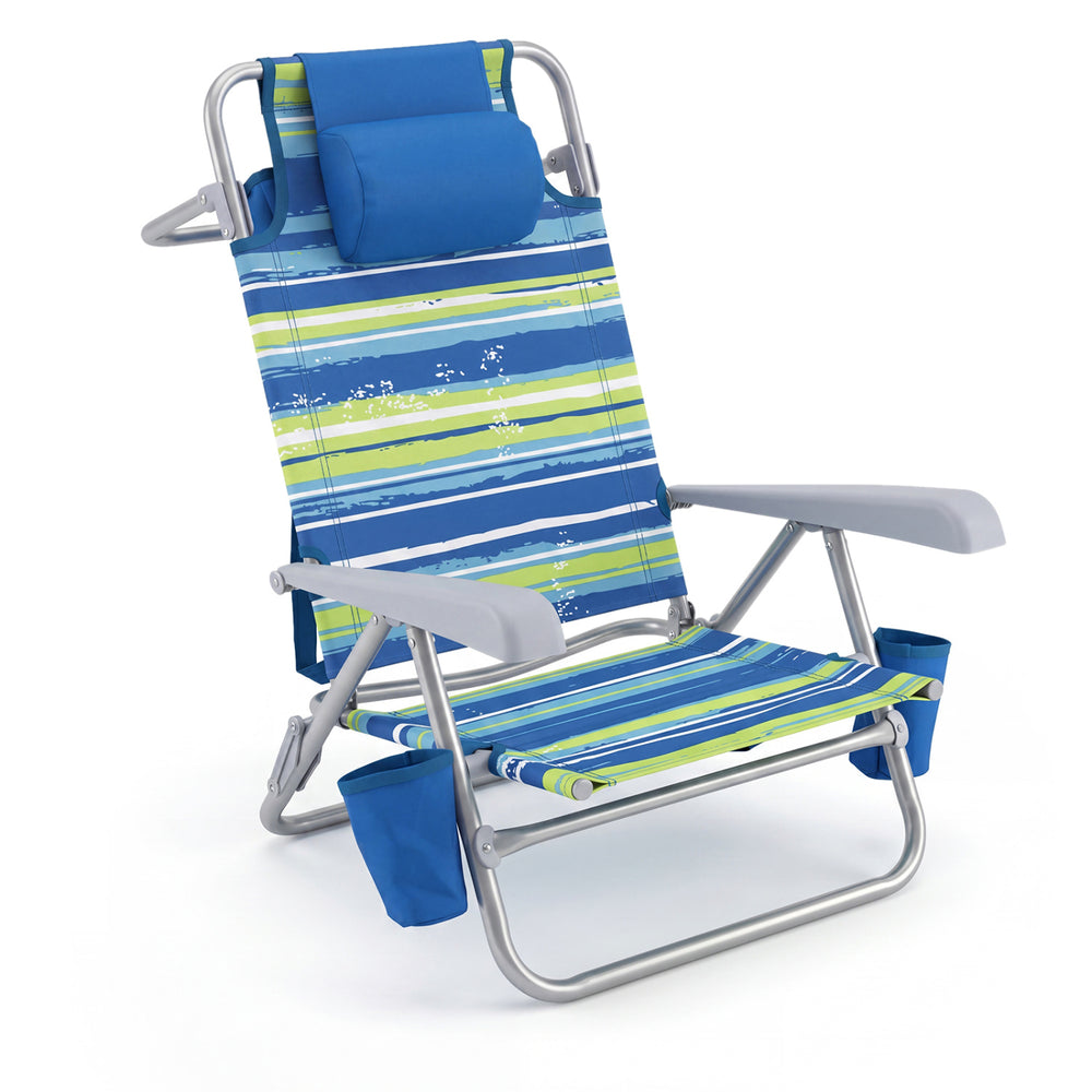 7-position adjustable backrest for talking  reading  napping  and sunbathing<br>Supportive padded pillow and comfortable armrests for optimal comfort<br>Detachable cooler bag maintains icy temperature for lasting refreshment<br>Folding towel rack and 2 cu