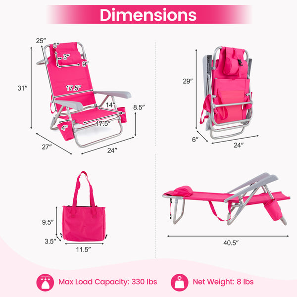 7-position adjustable backrest for talking  reading  napping  and sunbathing<br>Supportive padded pillow and comfortable armrests for optimal comfort<br>Detachable cooler bag maintains icy temperature for lasting refreshment<br>Folding towel rack and 2 cu