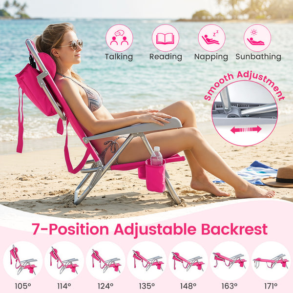 7-position adjustable backrest for talking  reading  napping  and sunbathing<br>Supportive padded pillow and comfortable armrests for optimal comfort<br>Detachable cooler bag maintains icy temperature for lasting refreshment<br>Folding towel rack and 2 cu