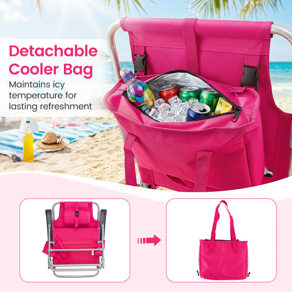 7-position adjustable backrest for talking  reading  napping  and sunbathing<br>Supportive padded pillow and comfortable armrests for optimal comfort<br>Detachable cooler bag maintains icy temperature for lasting refreshment<br>Folding towel rack and 2 cu