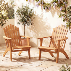 Built for dependable outdoor use with solid acacia wood<br>Strong construction holds up to 400 lbs with stability<br>Sloped seat for comfort during longer outdoor lounging<br>Angled backrest eases sitting with better body support<br>Wide armrests for adde