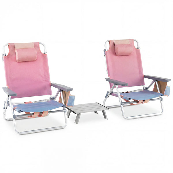 5-position adjustable backrest for reading  sunbathing and napping<br>Ergonomic padded head pillow and widened armrests for neck support<br>Stable triangular structure with reinforced metal crossbars for safety<br>Premium waterproof and tear-resistant PVC