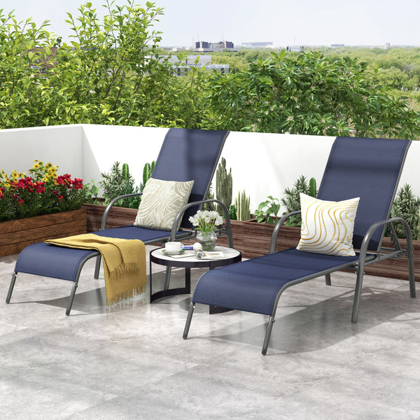 Don't leave the lounge chairs outside in raining days for prolonging its' using life <br>Made of Sun-proof and breathable fabric for long-lasting use <br>Powder coated steel frame provides sturdy support <br>Thick legs and anti-slip pads provide extra sta