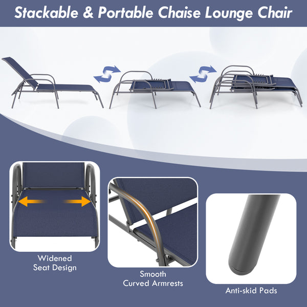 Don't leave the lounge chairs outside in raining days for prolonging its' using life <br>Made of Sun-proof and breathable fabric for long-lasting use <br>Powder coated steel frame provides sturdy support <br>Thick legs and anti-slip pads provide extra sta