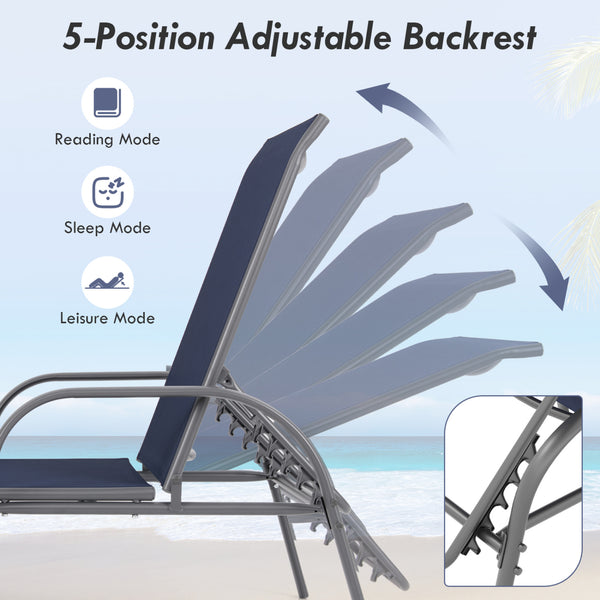 Don't leave the lounge chairs outside in raining days for prolonging its' using life <br>Made of Sun-proof and breathable fabric for long-lasting use <br>Powder coated steel frame provides sturdy support <br>Thick legs and anti-slip pads provide extra sta
