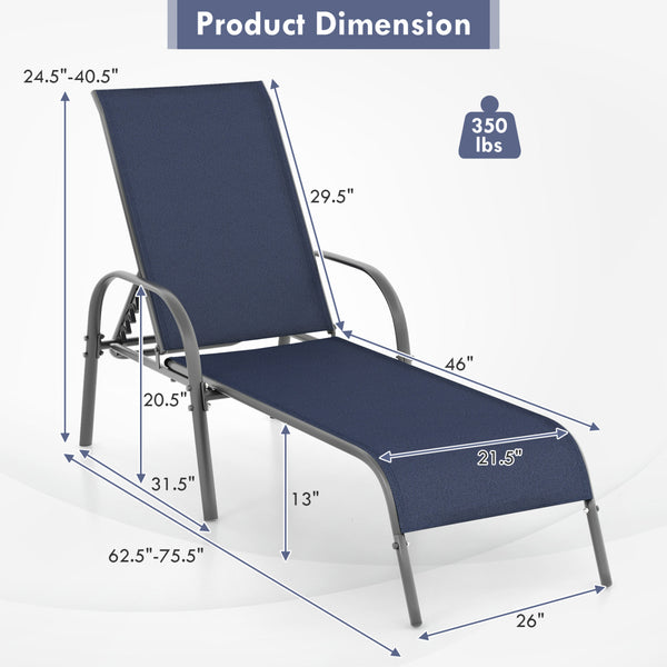 Don't leave the lounge chairs outside in raining days for prolonging its' using life <br>Made of Sun-proof and breathable fabric for long-lasting use <br>Powder coated steel frame provides sturdy support <br>Thick legs and anti-slip pads provide extra sta