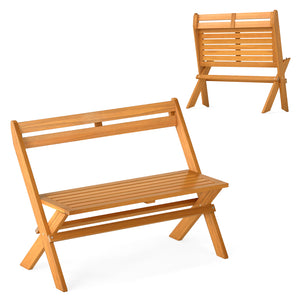 Solid acacia wood for high hardness and natural beauty<br>Hold up to 800 lbs for stable and reliable support<br>X-shaped structure  back reinforcement and robust crossbars for extra stability<br>Comfortable seating for 2 makes it ideal for relaxing togeth