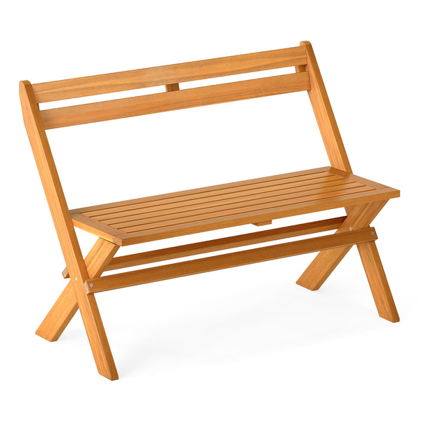Solid acacia wood for high hardness and natural beauty<br>Hold up to 800 lbs for stable and reliable support<br>X-shaped structure  back reinforcement and robust crossbars for extra stability<br>Comfortable seating for 2 makes it ideal for relaxing togeth