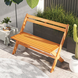 Solid acacia wood for high hardness and natural beauty<br>Hold up to 800 lbs for stable and reliable support<br>X-shaped structure  back reinforcement and robust crossbars for extra stability<br>Comfortable seating for 2 makes it ideal for relaxing togeth