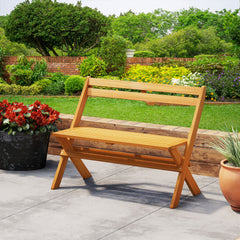 Solid acacia wood for high hardness and natural beauty<br>Hold up to 800 lbs for stable and reliable support<br>X-shaped structure  back reinforcement and robust crossbars for extra stability<br>Comfortable seating for 2 makes it ideal for relaxing togeth