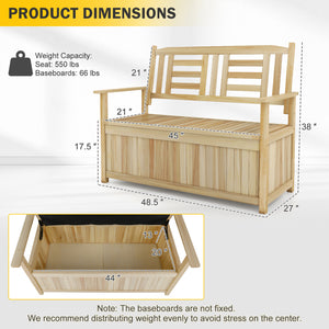 49 Gal large storage capacity to keep your essentials within reach <br>Perfect for holding outdoor cushions  garden tools and pool supplies <br>2-Person garden benchÂ with 45 inches long seating area <br>Ensure comfortable seating experience with inclined