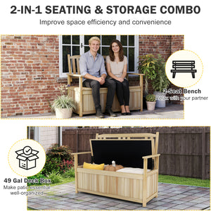 49 Gal large storage capacity to keep your essentials within reach <br>Perfect for holding outdoor cushions  garden tools and pool supplies <br>2-Person garden benchÂ with 45 inches long seating area <br>Ensure comfortable seating experience with inclined