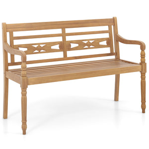 Indonesian teak wood for long-lasting service time<br>Spacious sitting area can comfortably seat up to 2 people<br>Supportive backrest and ergonomic design for unparalleled comfort<br>Curved armrests and curved seat contour to your body curves<br>Exceptio