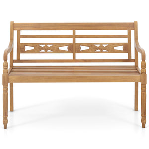 Indonesian teak wood for long-lasting service time<br>Spacious sitting area can comfortably seat up to 2 people<br>Supportive backrest and ergonomic design for unparalleled comfort<br>Curved armrests and curved seat contour to your body curves<br>Exceptio