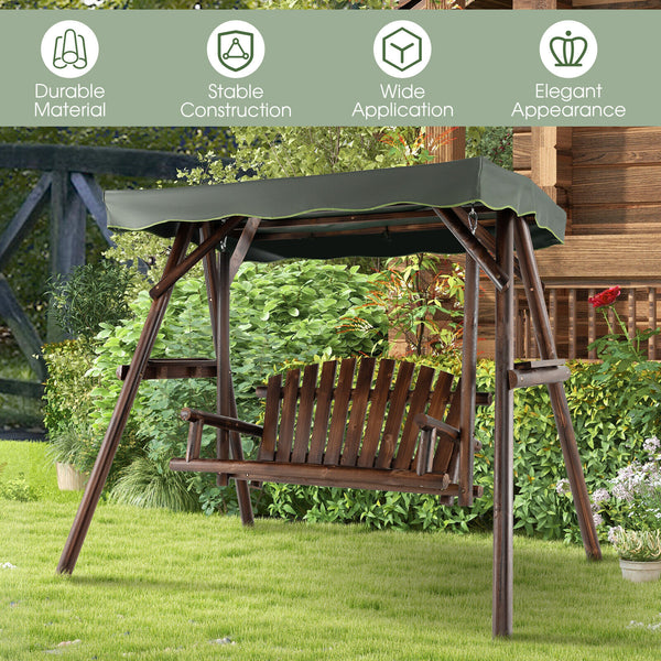 Carbonized fir wood is solid and weatherproof for outdoor use<br>Holds up to 530 lbs of weight  which is equivalent to 2 adults<br>A-shape frame ensures strong stability and load-bearing<br>Premium oxford fabric is wear-resistant and anti-fade for long us